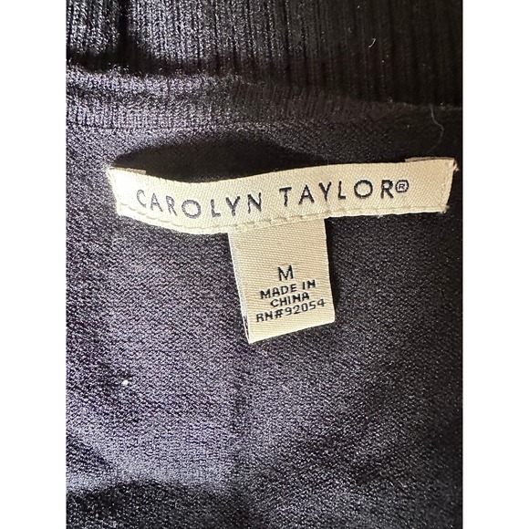 Carolyn Taylor Womens Sweater Cardigan Beaded Long‎ Sleeves Snap Front Black M - Picture 3 of 4